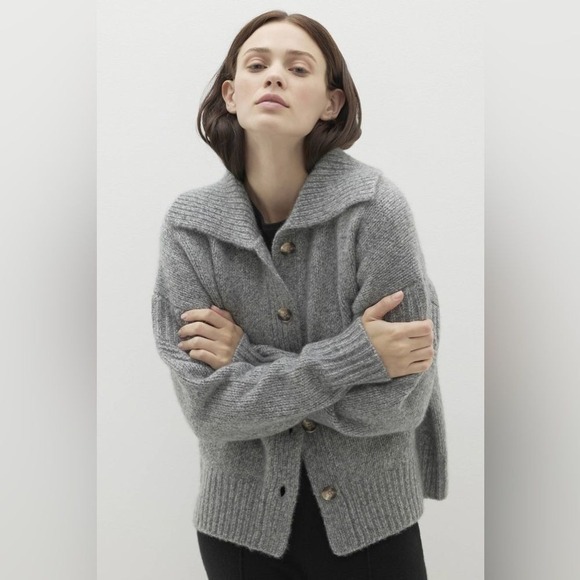 Naked Cashmere Brinkley‎ Button-Up Silk Cardigan Cloudy Grey Small New With Tags - Picture 4 of 8